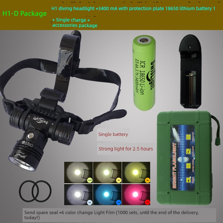 Professional Diving Headlamp Swiss L2  Waterproof 30 M Super Bright