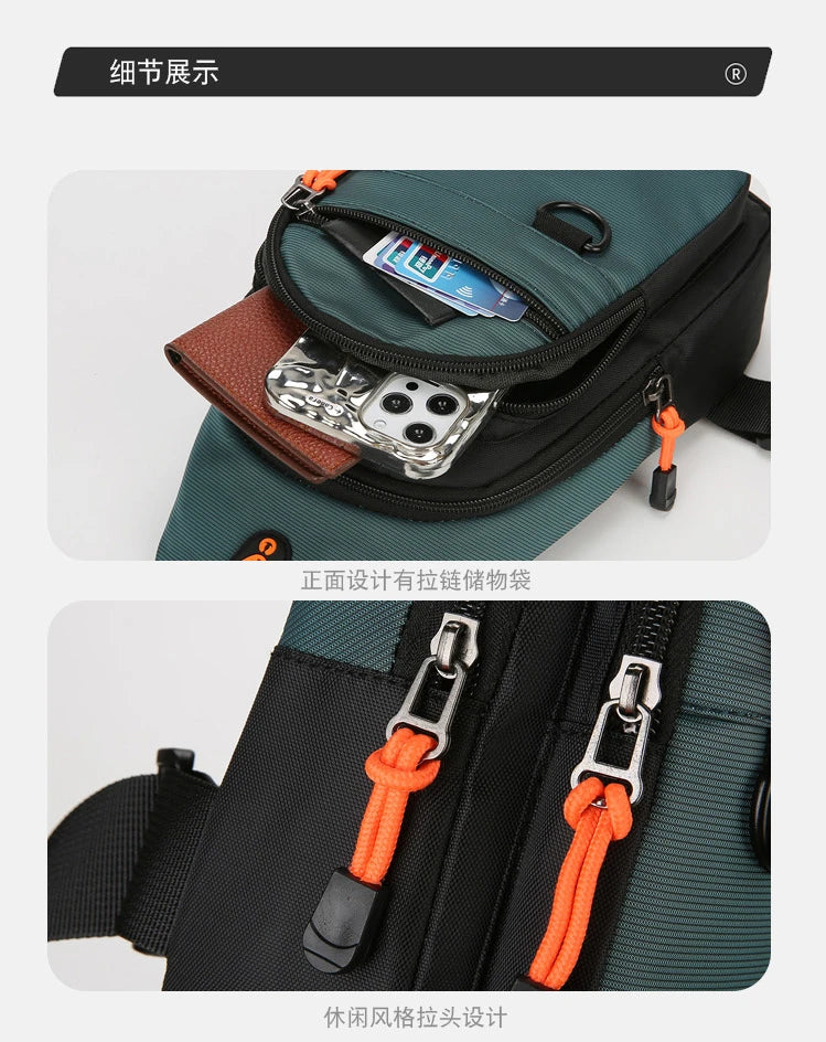 Men's Chest Bag Handbag Lightweight Oxford Fabric Crossbody Shoulder Bag Stylish Casual Men's Waist Packs Male Chest Bag