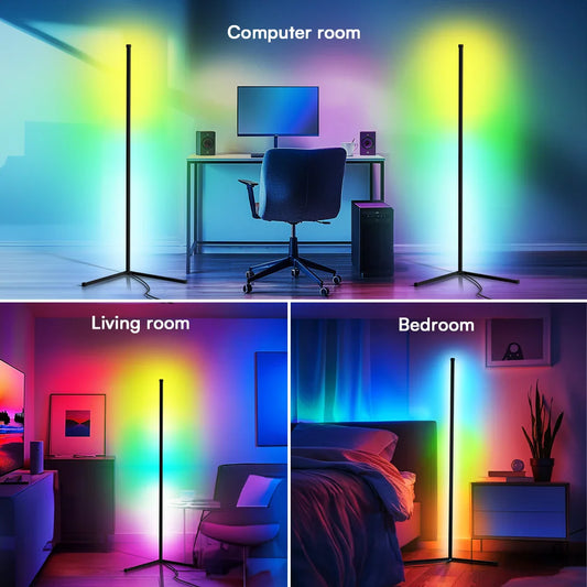 1pack L-type corner floor atmosphere light, with remote control, color change, timing switch