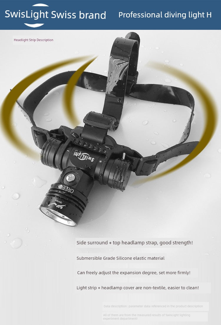 Professional Diving Headlamp Swiss L2  Waterproof 30 M Super Bright