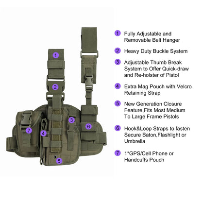 Tactical Leg Gun Holster Multi-function Camouflage Tied Leg Phone Pocket