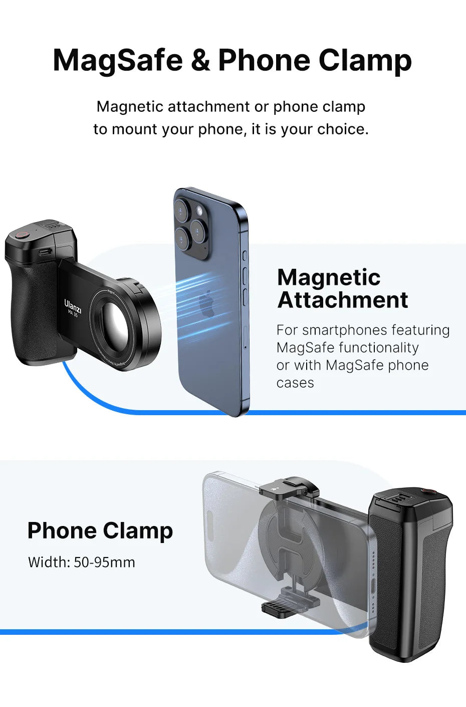 MagSafe Smartphone Camera Shutter Grip Bluetooth Selfie Handle