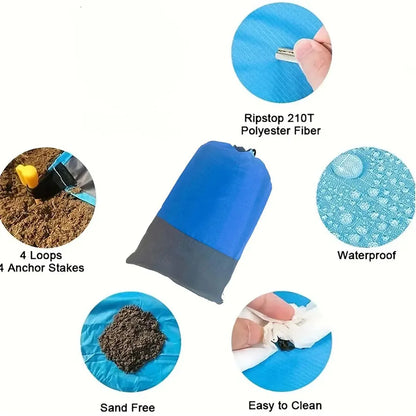 Large Waterproof & Sandproof Beach Blanket, 2-3 Adults