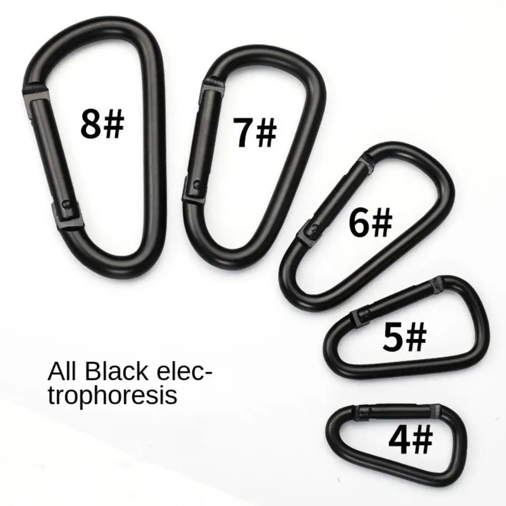 Black Aluminum Alloy Carabiner Spring Snap Clip Water Bottle Hooks Keychain Tool