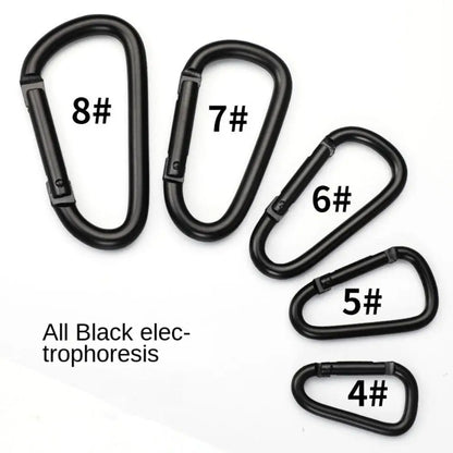 Black Aluminum Alloy Carabiner Spring Snap Clip Water Bottle Hooks Keychain Tool