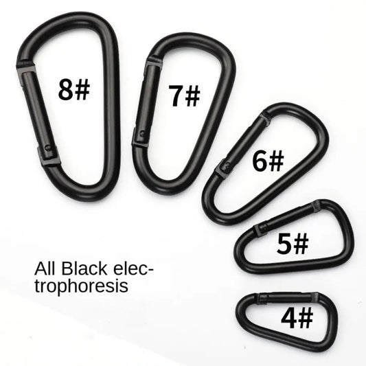 Black Aluminum Alloy Carabiner Spring Snap Clip Water Bottle Hooks Keychain Tool