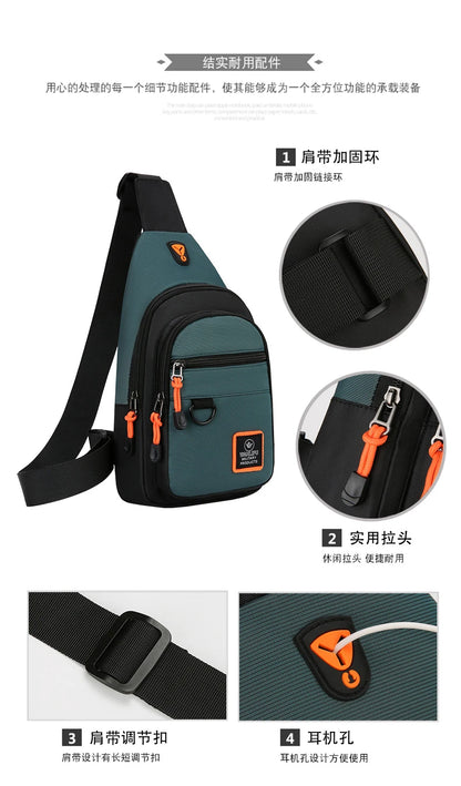 Men's Chest Bag Handbag Lightweight Oxford Fabric Crossbody Shoulder Bag Stylish Casual Men's Waist Packs Male Chest Bag