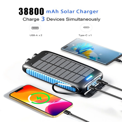 38800 mAh Solar Power Bank Portable Charger with Dual USB,