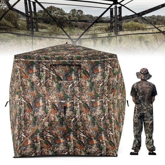 Camouflage Hunting Blind for 3-4 People w/270° Viewing Range