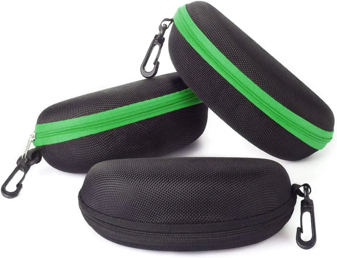 3-Piece Sunglasses Box Portable Travel Zipper Glasses Box Hook