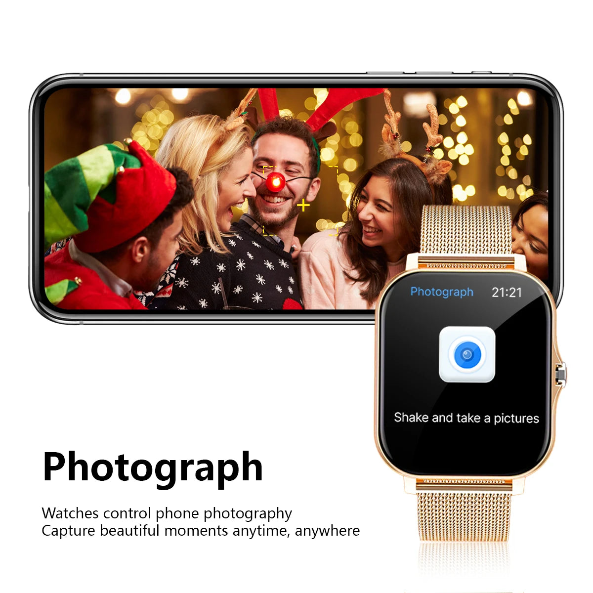 Smart watch, compatible with Android and iPhone, fitness tracking unisex sports watch