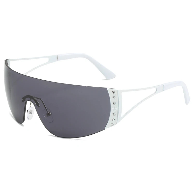 Goggle Sunglasses Sport Punk Rimless Sun Glasses One Piece Mirror Shades UV400