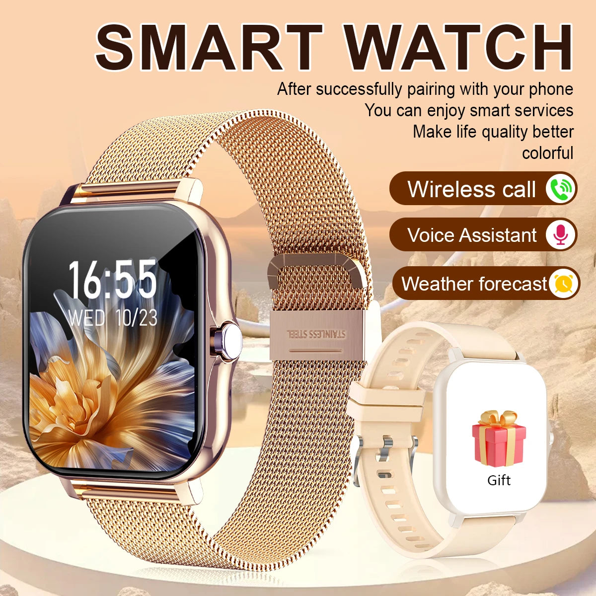 Smart watch, compatible with Android and iPhone, fitness tracking unisex sports watch