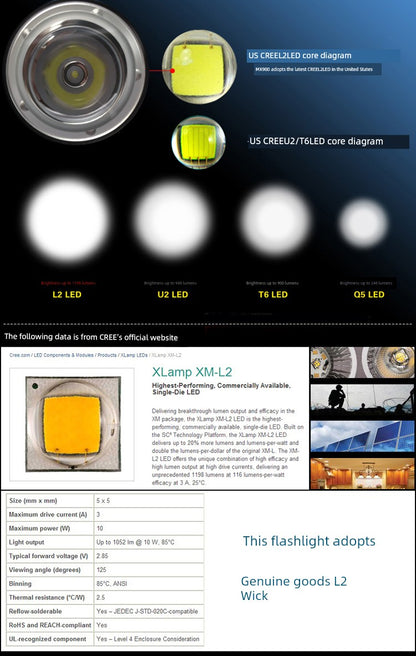 Professional Diving Headlamp Swiss L2  Waterproof 30 M Super Bright