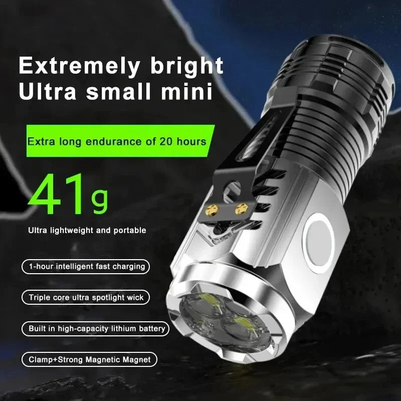 3LED Super Bright Flashlight Emergency Spotlight with Pen Clip Tail Magnet