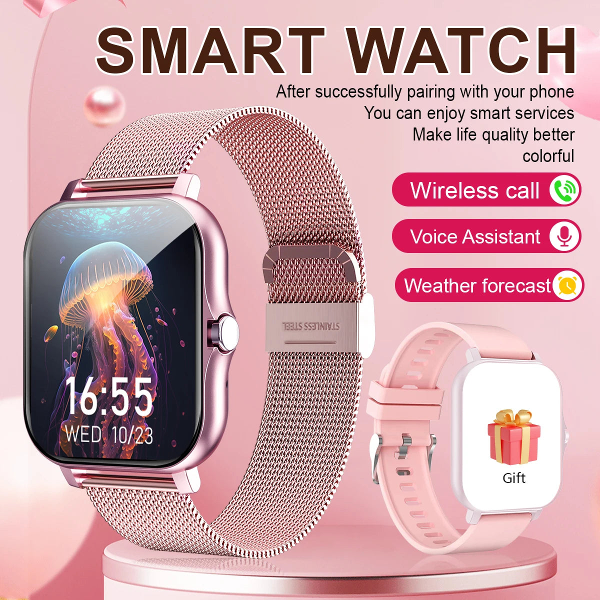 Smart watch, compatible with Android and iPhone, fitness tracking unisex sports watch