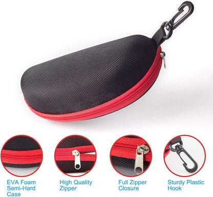 3-Piece Sunglasses Box Portable Travel Zipper Glasses Box Hook