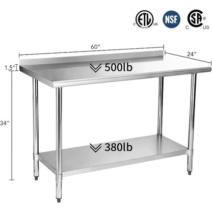 Stainless Steel Table, 24 x 60 Inches