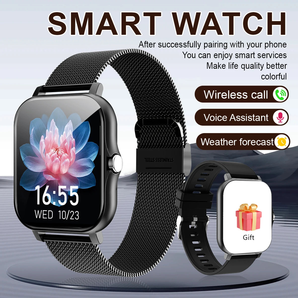 Smart watch, compatible with Android and iPhone, fitness tracking unisex sports watch