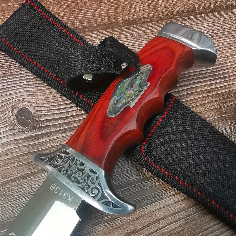 Camping, Hunting, Outdoor Survival Knife with Sheath 10.4 Inch (265mm) 9CR18MOV Stainless Steel Fixed Blade Knife - High Hardness