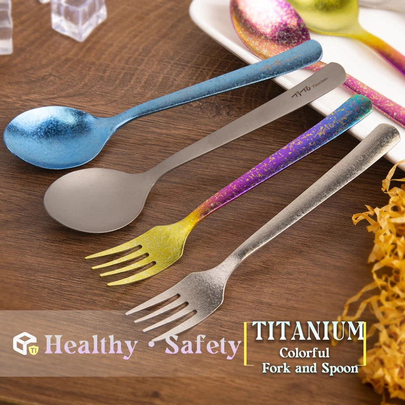 Rainbow Colored Titanium Spoons & Forks