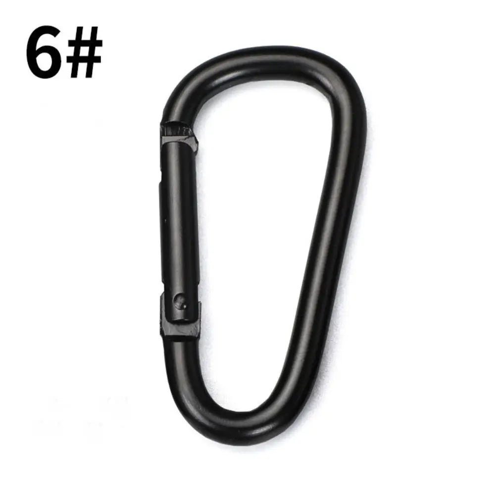Black Aluminum Alloy Carabiner Spring Snap Clip Water Bottle Hooks Keychain Tool