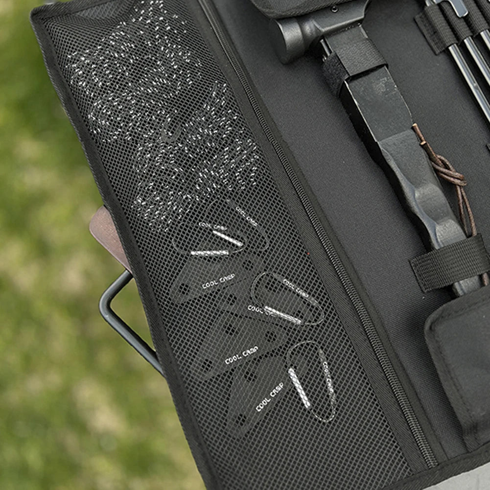 Portable Camping Tent Stake Bag with Hammer, Rope,