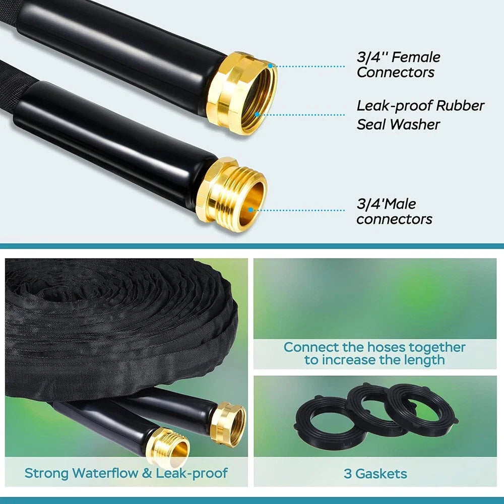 Non-Expandable Garden Water Hose Kink Free Lightweight 50/100ft