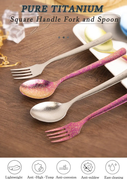 Rainbow Colored Titanium Spoons & Forks