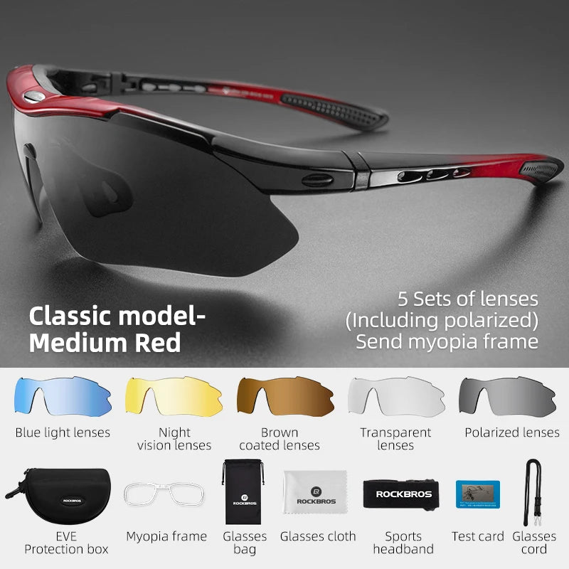 ROCKBROS Polarized Cycling Glasses 5 Lens May take  3 weeks shipping time