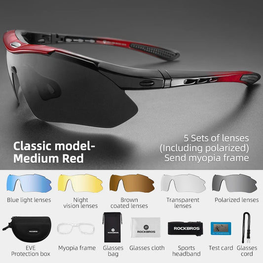 ROCKBROS Polarized Cycling Glasses 5 Lens May take  3 weeks shipping time