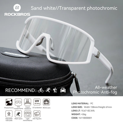 ROCKBROS Cycling Sunglasses Polarized UV400 Driving Non-slip Anti-fog Photochromic Glasses