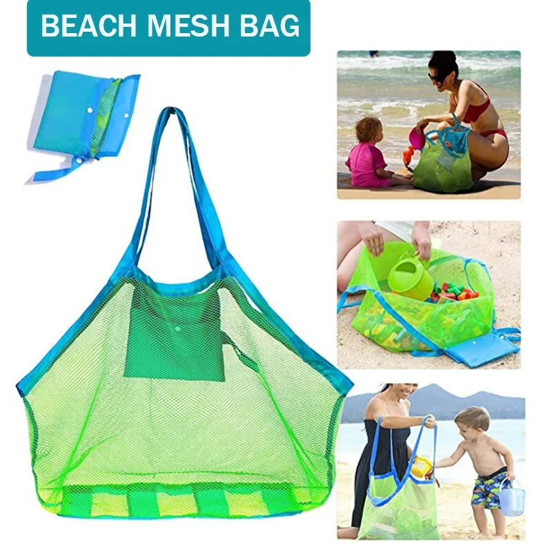 Multicolor Large Mesh Beach Bag, Sand-Away Portable Tote With Convenient Hanging Handles