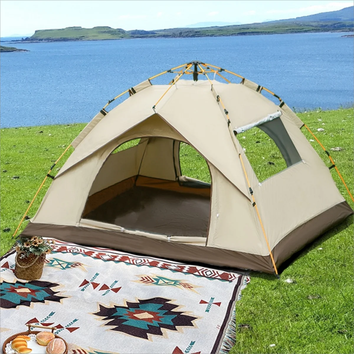 Outdoor shelter Sunshade Camping Tent Reactive outdoor Camping tent Two doors and two windows