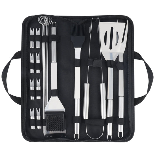 Heavy Duty Stainless Steel Grill Set BBQ Grill Accessories 20PCS