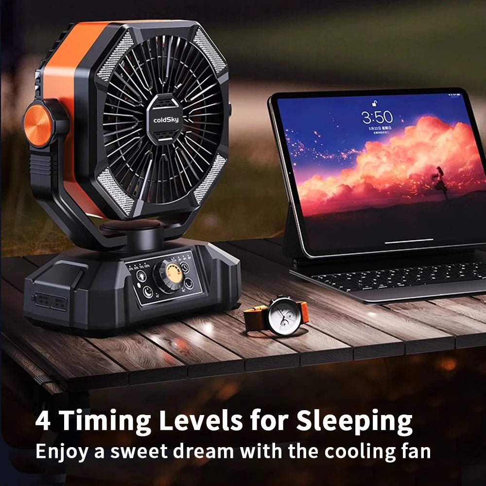 Camping Fan with 4 LED Lantern 8 Speeds Desk Fan