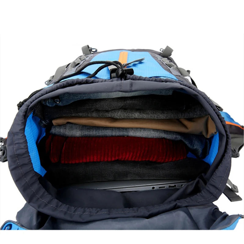 70L Navy Camping Backpack Men's Rucksack Large Hiking Storage Pack Outdoor Mountaineering