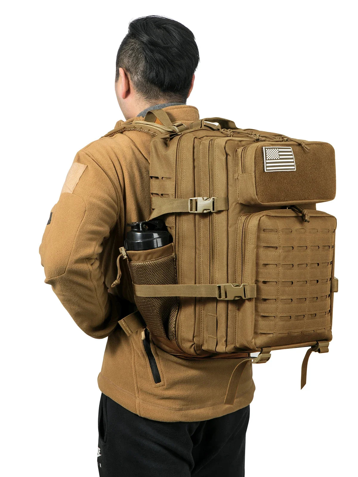 45L Men's Tactical Backpack with Double Cup Holder