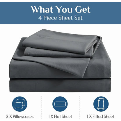 Dark Grey Queen Sheets Set, with 14 inch Deep Pocket