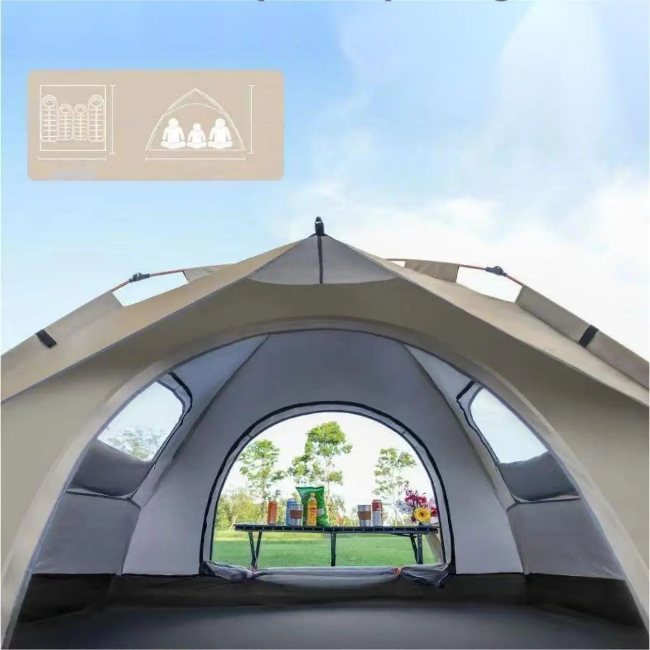 Outdoor shelter Sunshade Camping Tent Reactive outdoor Camping tent Two doors and two windows