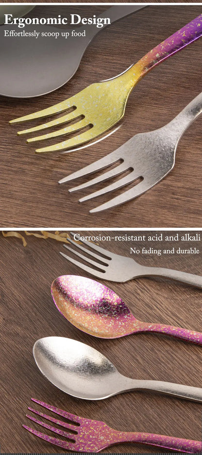 Rainbow Colored Titanium Spoons & Forks