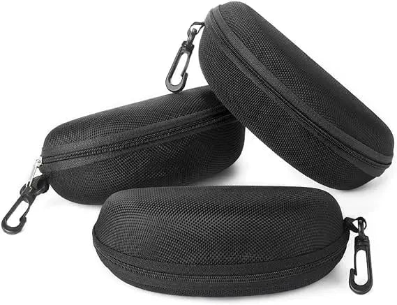 3-Piece Sunglasses Box Portable Travel Zipper Glasses Box Hook