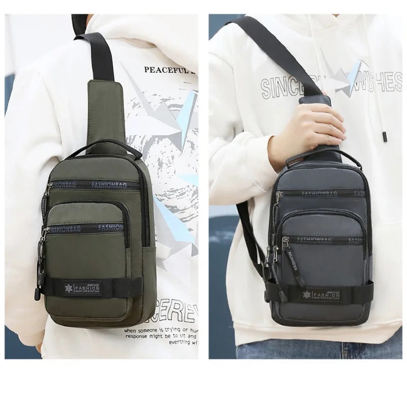 Large Capacity Chest Bag For Men Shoulder Lightweight Nylon Crossbody Bag Backpack