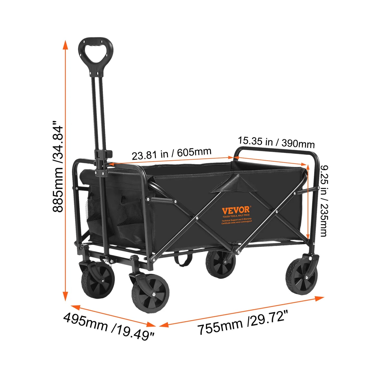 Collapsible Folding Beach Wagon with All-Terrain Wheels and Drink Holders