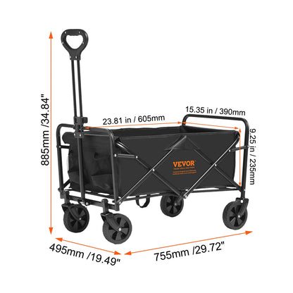 Collapsible Folding Beach Wagon with All-Terrain Wheels and Drink Holders