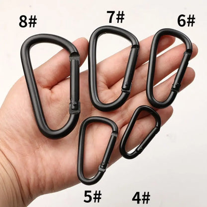 Black Aluminum Alloy Carabiner Spring Snap Clip Water Bottle Hooks Keychain Tool