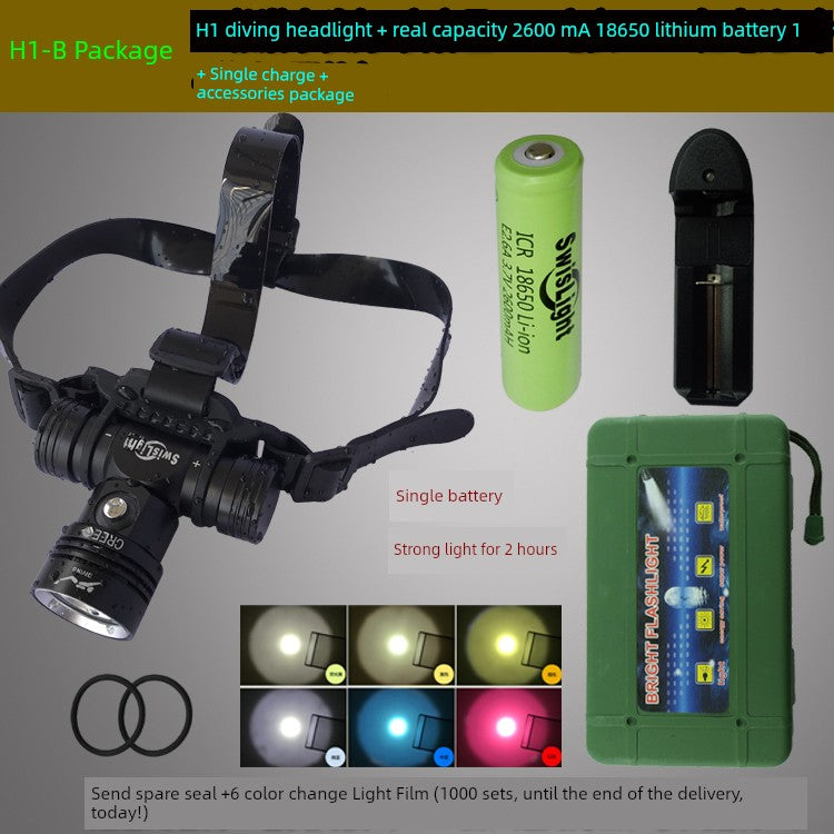 Professional Diving Headlamp Swiss L2  Waterproof 30 M Super Bright