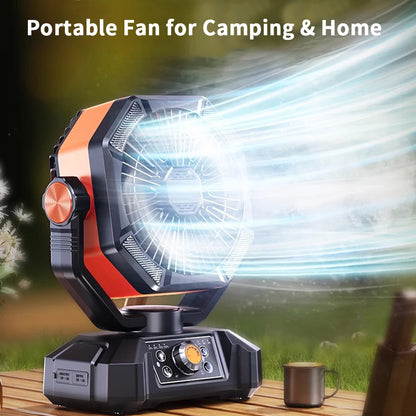 Camping Fan with 4 LED Lantern 8 Speeds Desk Fan