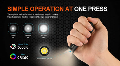 Small Rechargeable Pocket LED Flashlight 1000 Lumens for Everyday Carry