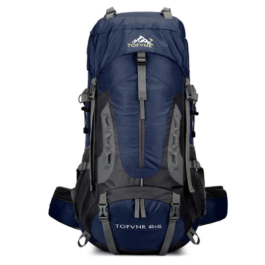 70L Navy Camping Backpack Men's Rucksack Large Hiking Storage Pack Outdoor Mountaineering